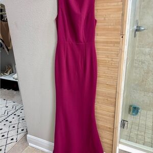Lulu's Long Formal Pink/Magenta  Sleeveless Halter Maxi Dress for Wedding Guest